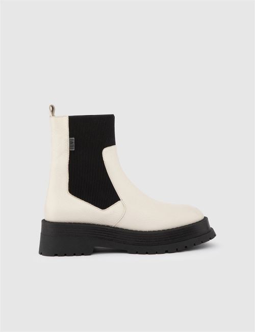 Sedef Ismo Hakiki Deri Kadın Bej Bot 