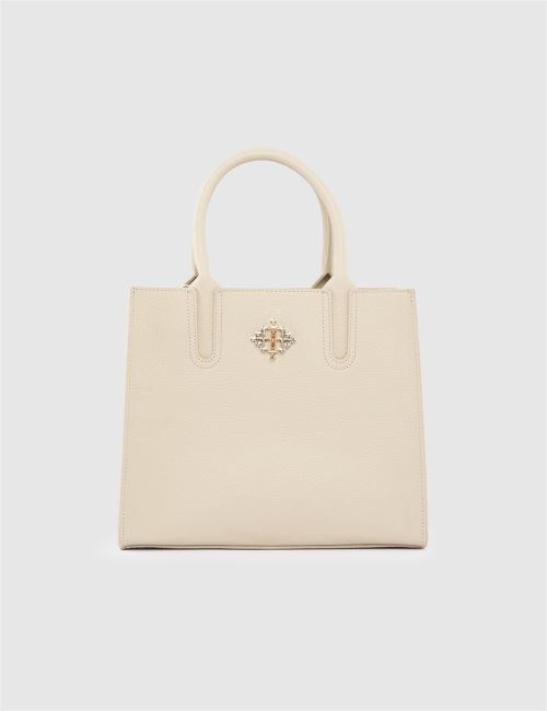 Sedef Wonju Kadın El Çantası Krem Hakiki Floter Deri 